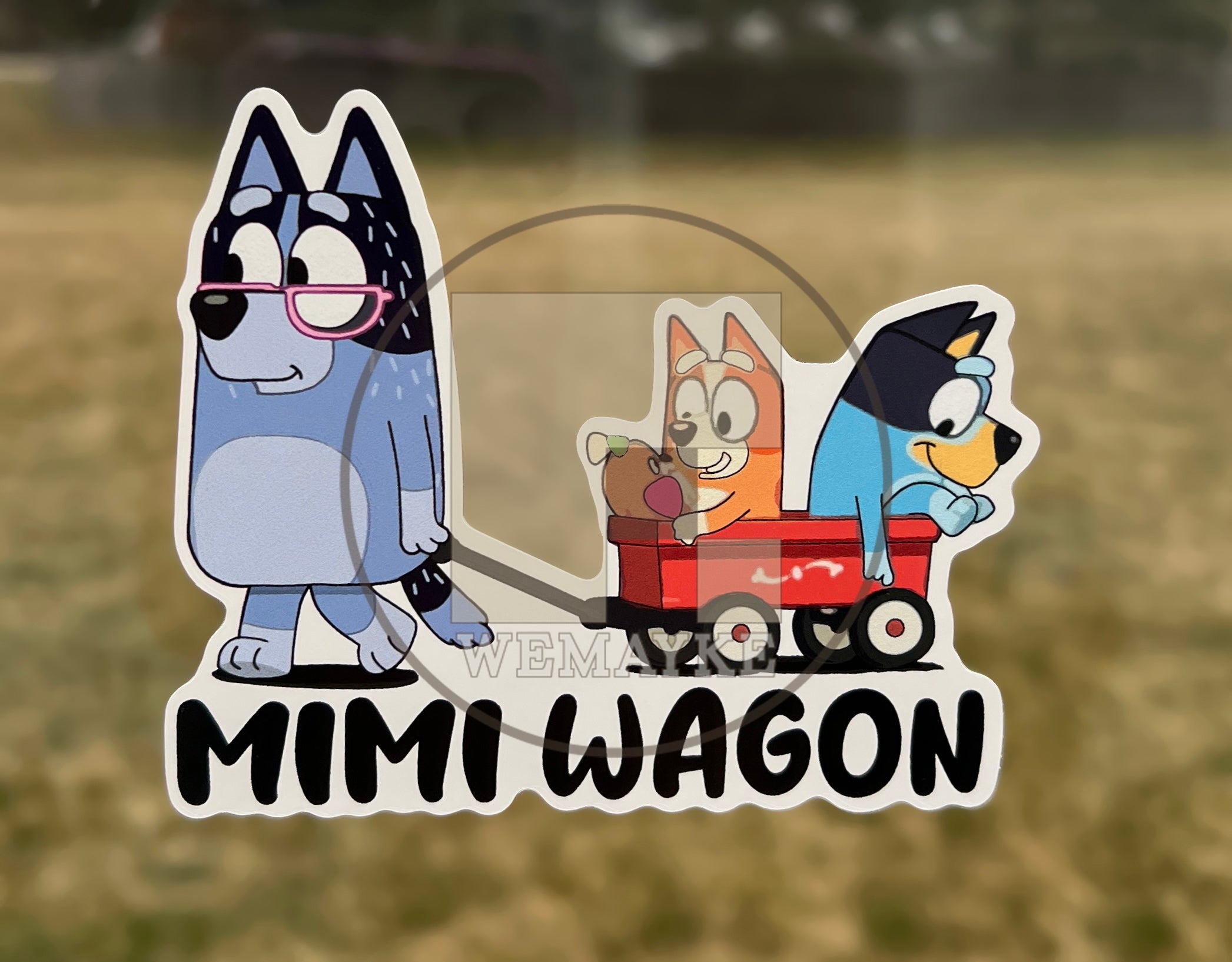(B120) Mimi Wagon of 2 - Dog Family Decal / Sticker